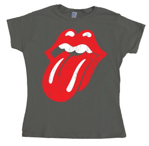 Rolling Stones Distressed Tongue Girly T- shirt