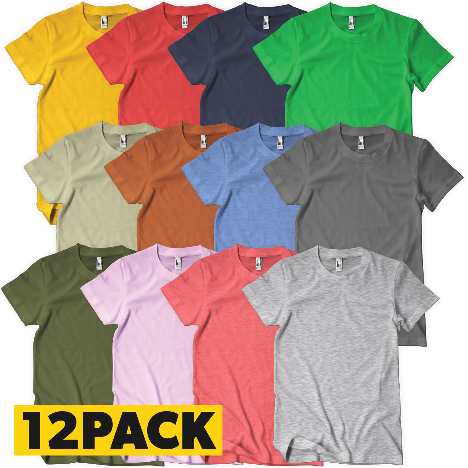 T-Shirts Bigpack Farger - 12 pack