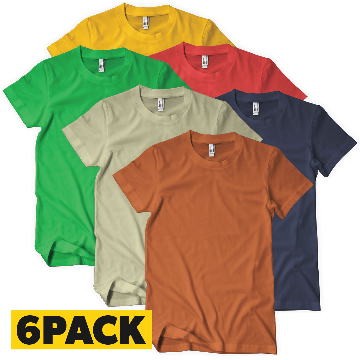 T-Shirts Bigpack Farger - 6 pack