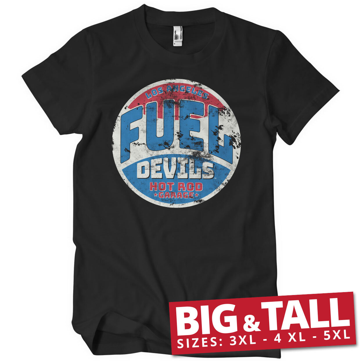 Fuel Devils Hot Rod Garage Patch Big & Tall T-Shirt