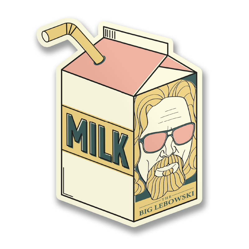 The Dude Milk Package Sticker